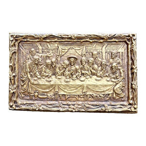 Vintage Last Supper 3D Plaque Wall Hanging Religious Home Decor Wood Look Detail